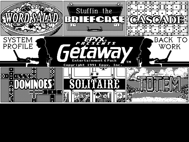 Getaway IBM PC/Compatibles Screenshot: The main menu.