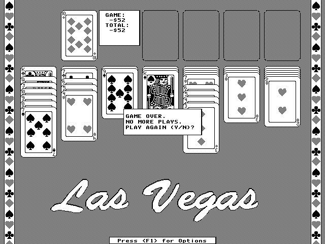 Getaway IBM PC/Compatibles Screenshot: Solitair: Game over.