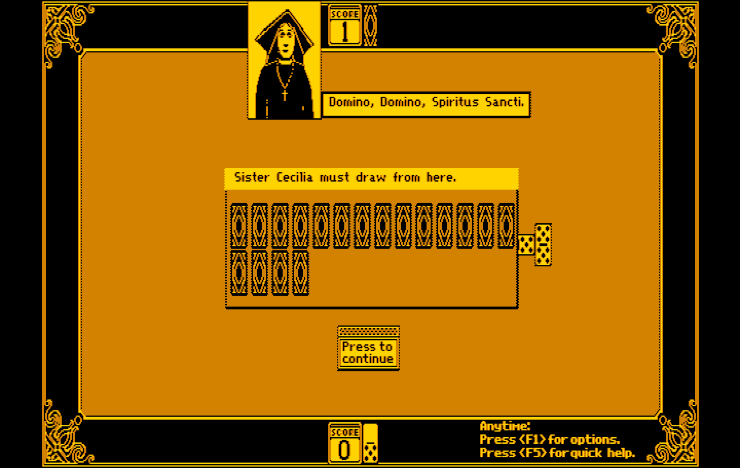 Getaway IBM PC/Compatibles Screenshot: Dominoes: My opponent needs to draw...