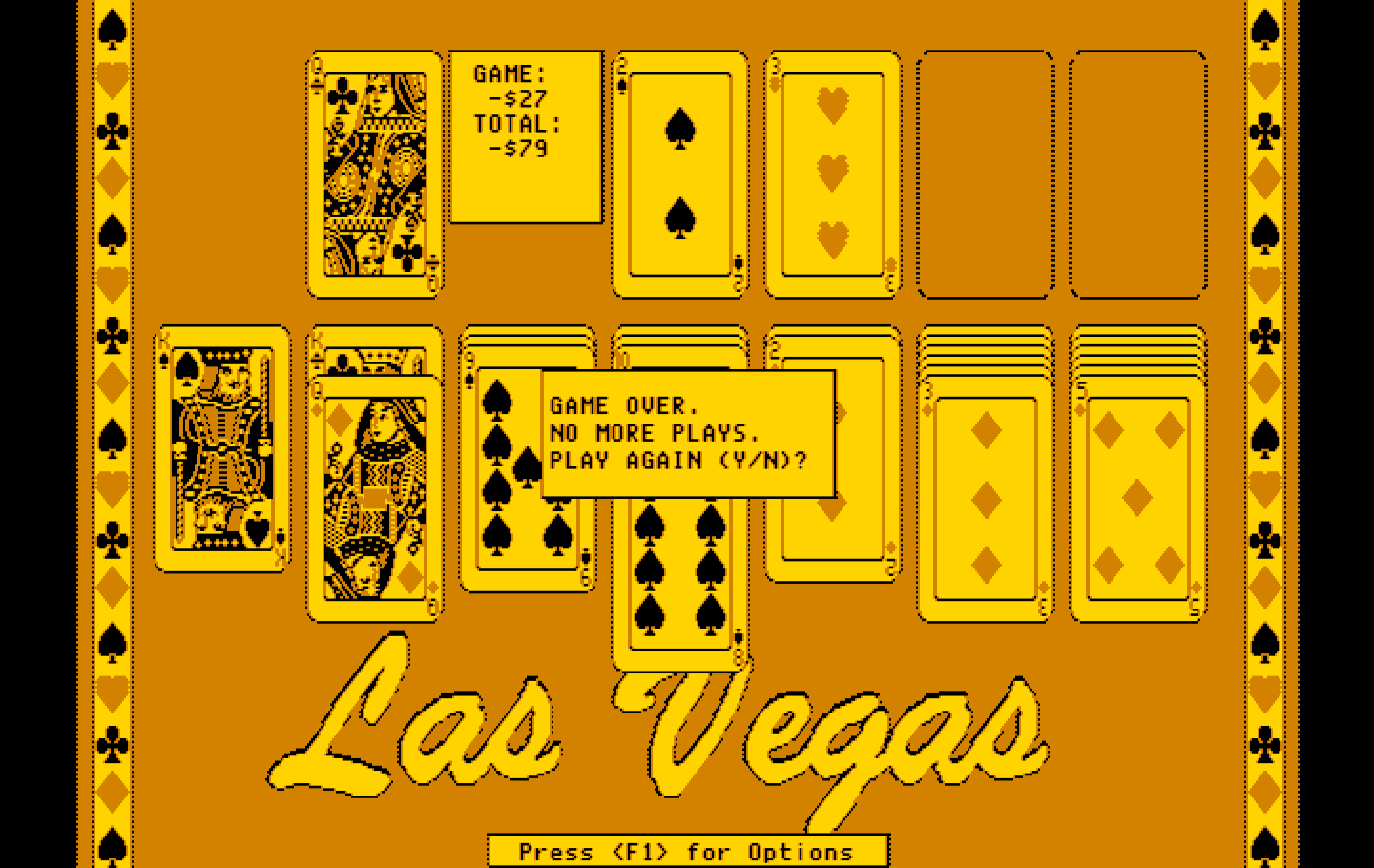 Getaway IBM PC/Compatibles Screenshot: Dominoes: Game over.