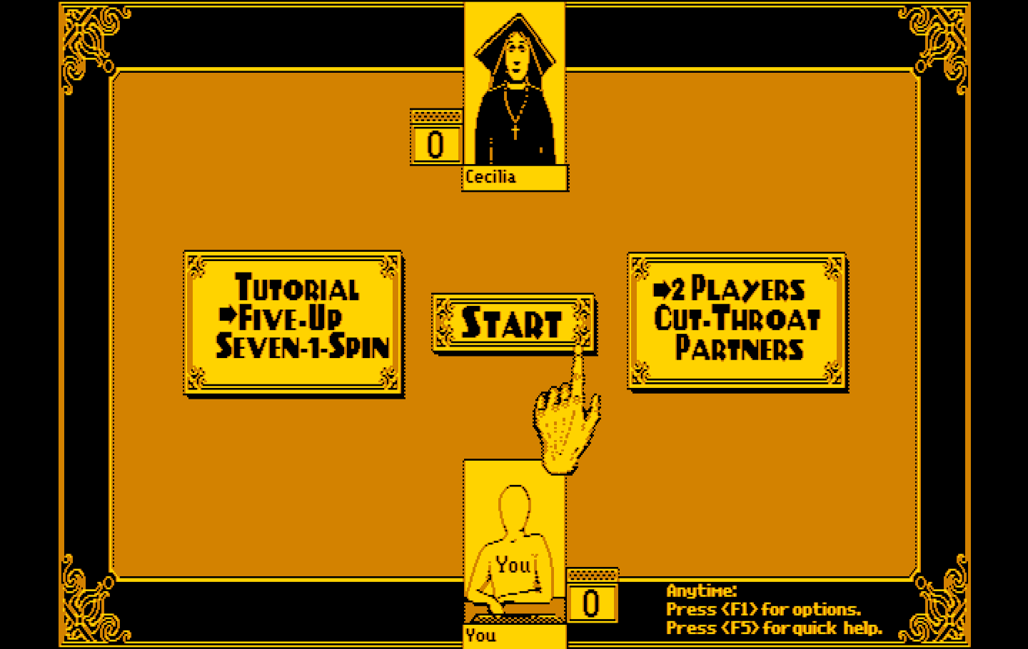 Getaway IBM PC/Compatibles Screenshot: Dominoes: Ready to start?