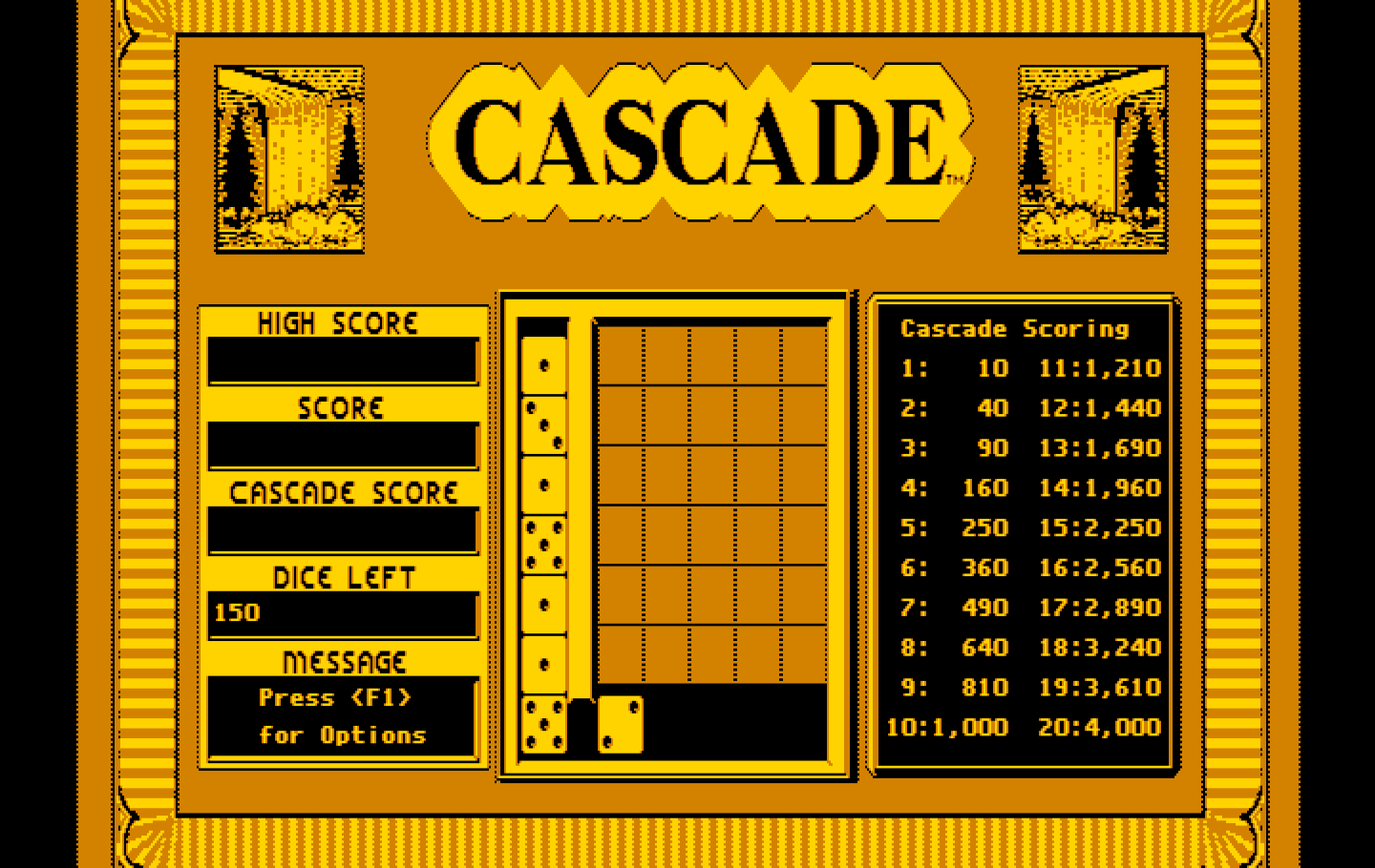 Getaway IBM PC/Compatibles Screenshot: Cascade: Game start.