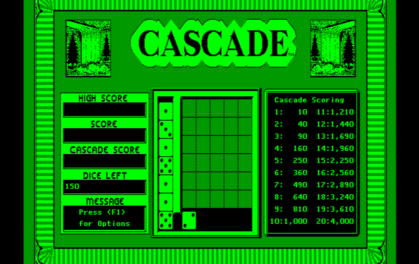Getaway IBM PC/Compatibles Screenshot: Cascade: Game start.