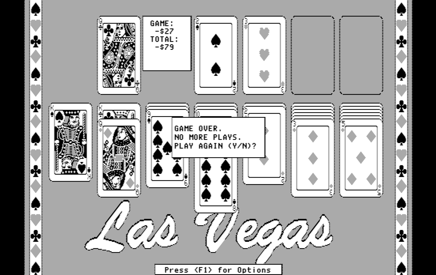Getaway IBM PC/Compatibles Screenshot: Dominoes: Game over.