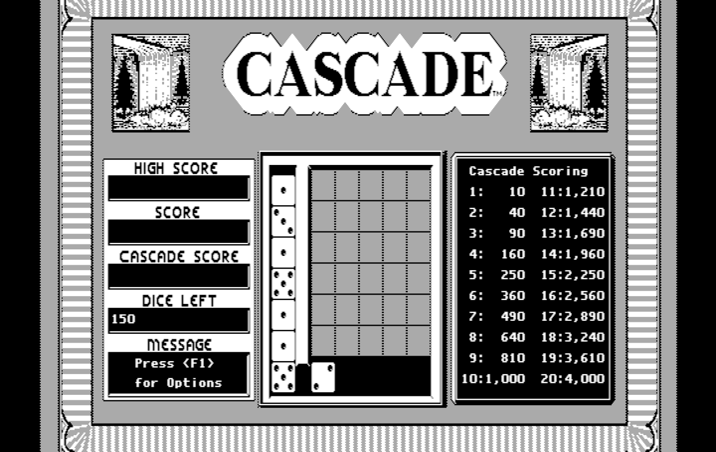 Getaway IBM PC/Compatibles Screenshot: Cascade: Game start.