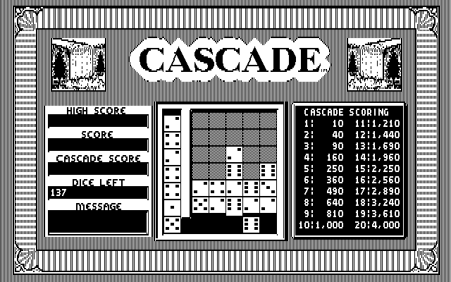 Getaway IBM PC/Compatibles Screenshot: Cascade: Placing dice on the board...