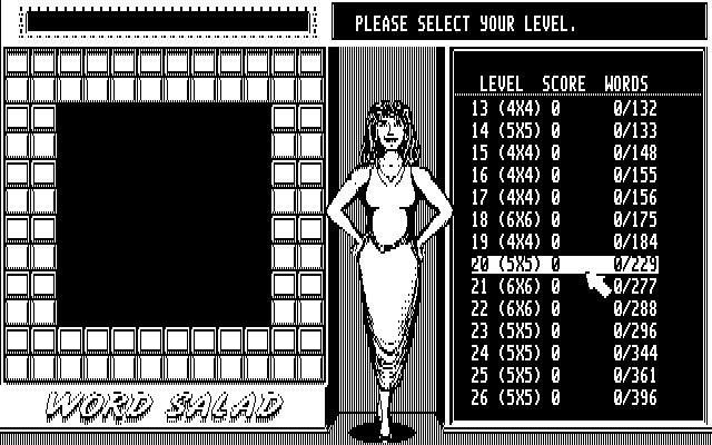 Getaway IBM PC/Compatibles Screenshot: Word Salad: Select a level.