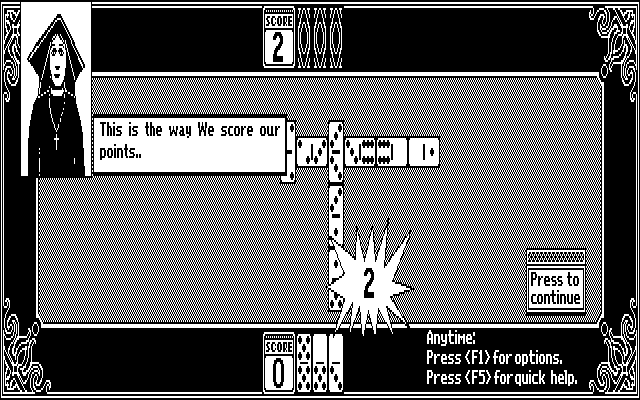 Getaway IBM PC/Compatibles Screenshot: Dominoes: My opponent is winning!