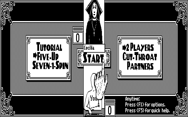 Getaway IBM PC/Compatibles Screenshot: Dominoes: Starting screen.