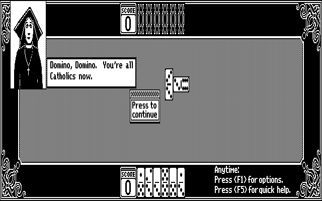 Getaway IBM PC/Compatibles Screenshot: Dominoes: Game start.