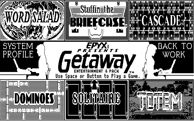 Getaway IBM PC/Compatibles Screenshot: The main menu.