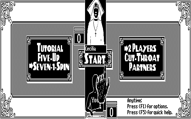 Getaway IBM PC/Compatibles Screenshot: Dominoes: Game start.