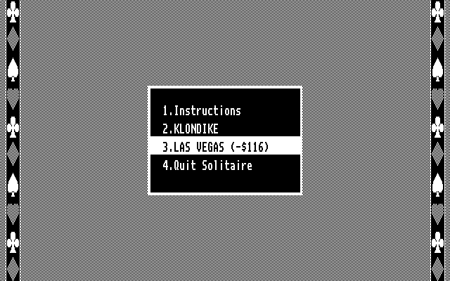 Getaway IBM PC/Compatibles Screenshot: Solitaire: Select an option.