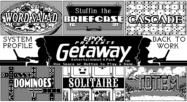Getaway IBM PC/Compatibles Screenshot: The main menu.