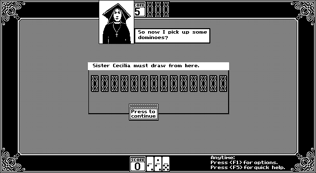 Getaway IBM PC/Compatibles Screenshot: Dominoes: My opponent must draw.
