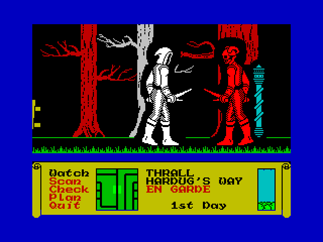 Dark Sceptre ZX Spectrum Screenshot: There is some combat right at the start.