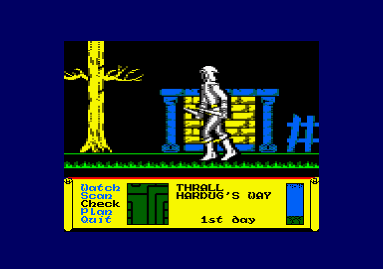 Dark Sceptre Amstrad CPC Screenshot: Viewing a character as he roams.