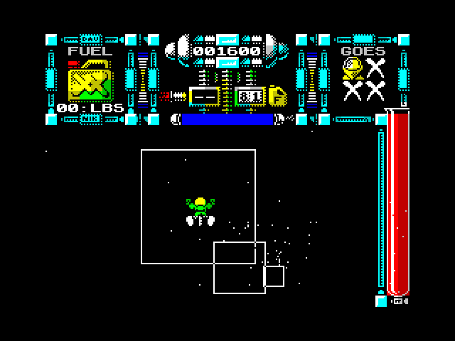 Dan Dare III: The Escape ZX Spectrum Screenshot: Fly through the squares to reach the next area.