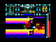 Dan Dare III: The Escape for ZX Spectrum - Fighting my way through a tunnel...