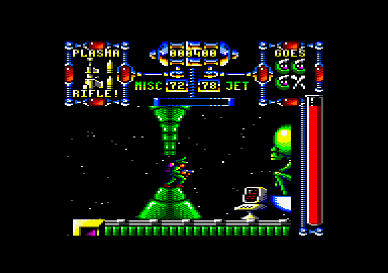 Dan Dare III: The Escape Amstrad CPC Screenshot: Destroying a large opponent!