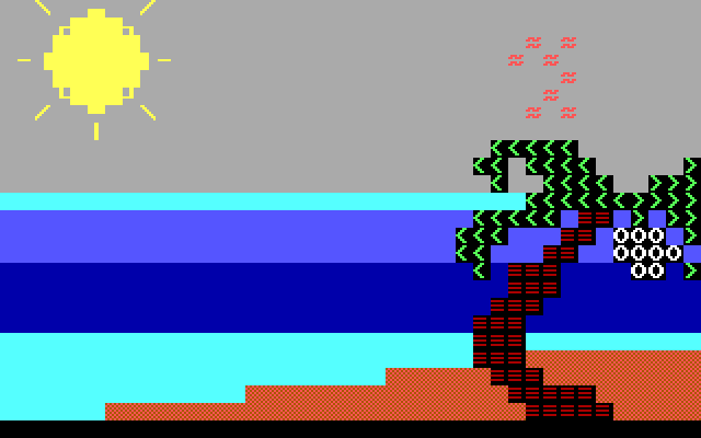 Animation Creation IBM PC/Compatibles Screenshot: Sample animation - a sunny beach.
