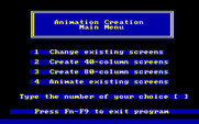 Animation Creation for IBM PC/Compatibles - The main menu.