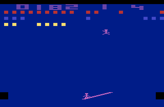 Circus Atari Atari 2600 Screenshot: Reaching for more balloons...