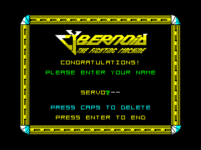 Cybernoid: The Fighting Machine ZX Spectrum Screenshot: A new high score!