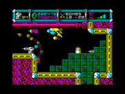 Cybernoid: The Fighting Machine for ZX Spectrum - If you destroy all of these blue-green bricks you can navigate down...