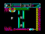 Cybernoid: The Fighting Machine for ZX Spectrum - You'll need careful timing to navigate through this narrow passage.