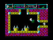 Cybernoid: The Fighting Machine for ZX Spectrum - The missiles launch when you are in their path.