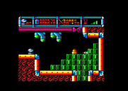 Cybernoid: The Fighting Machine for Amstrad CPC - Destroy all of the green blocks to open up the passageway.