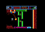 Cybernoid: The Fighting Machine for Amstrad CPC - It takes careful timing to get through these pipe mazes.