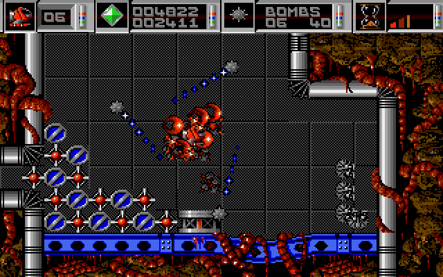 Cybernoid: The Fighting Machine Amiga Screenshot: I'm hit again!