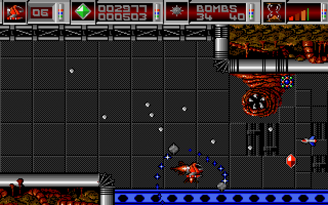 Cybernoid: The Fighting Machine Amiga Screenshot: This screen is tricky with lots of enemy fire to avoid!