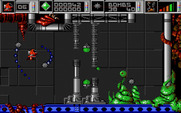 Cybernoid: The Fighting Machine for Amiga - It will take careful timing to get through this short maze...