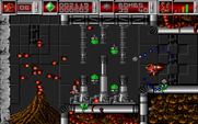 Cybernoid: The Fighting Machine for Amiga - Another maze where some careful timing is needed.