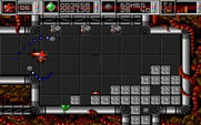 Cybernoid: The Fighting Machine for Amiga - You'll need to blast through the bricks to get past this screen.