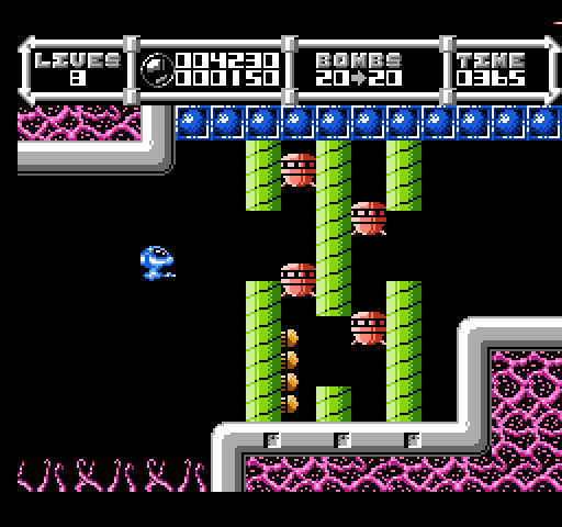 Cybernoid: The Fighting Machine NES / Famicom Screenshot: Additional obstacles appear...