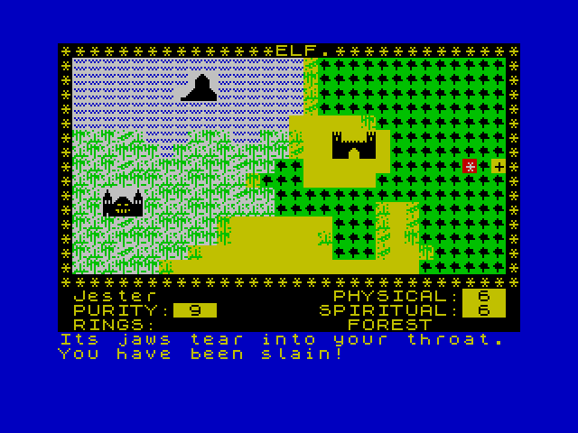 Black Crystal ZX Spectrum Screenshot: I have been slain!