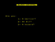 Black Crystal for ZX Spectrum - Select your character class...