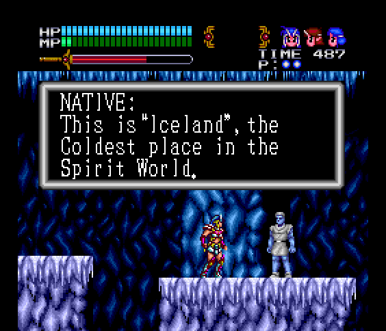 Valis III TurboGrafx CD Screenshot: The platforms here are icy, be careful!