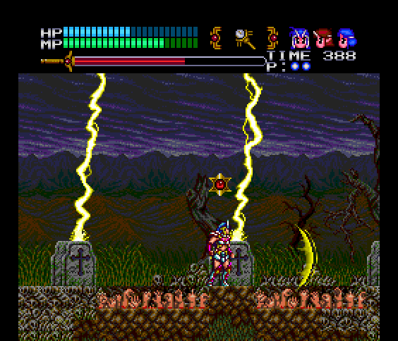 Valis III TurboGrafx CD Screenshot: Don't get hit by lightning.