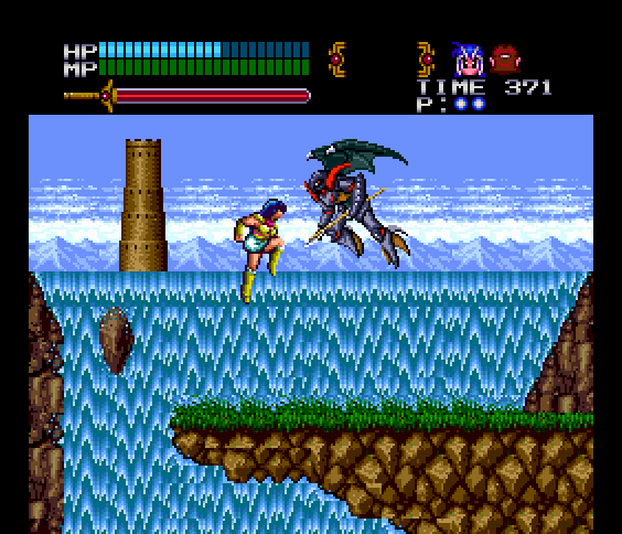 Valis III TurboGrafx CD Screenshot: Battle with the boss of this area.