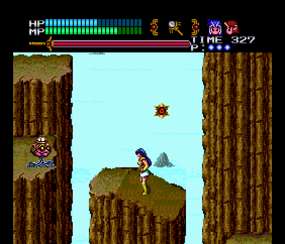 Valis III TurboGrafx CD Screenshot: Don't fall off the screen here.