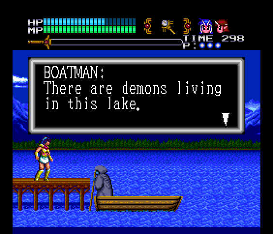 Valis III TurboGrafx CD Screenshot: Fairly warned, be thee, says I.