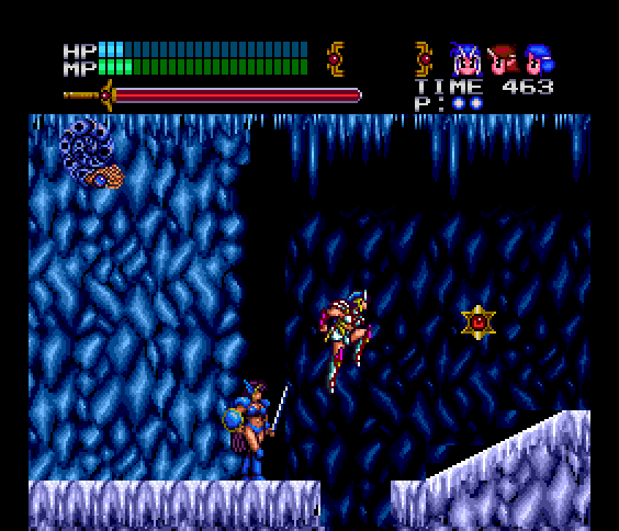Valis III TurboGrafx CD Screenshot: Jumping over a gap...