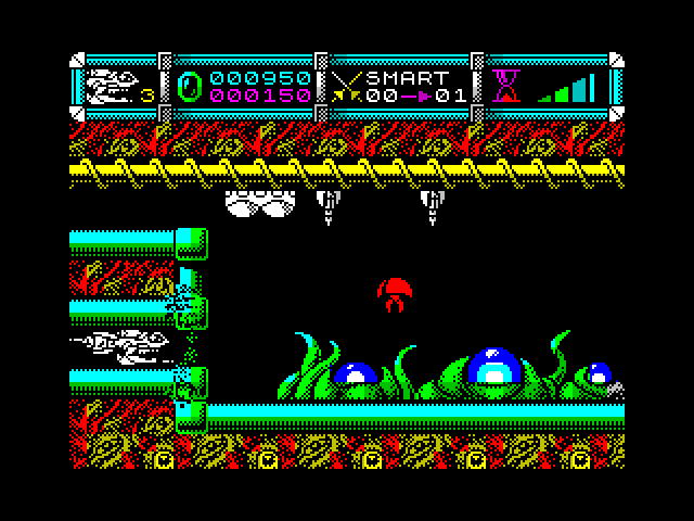 Cybernoid II: The Revenge ZX Spectrum Screenshot: Emerging into the next room.