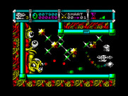 Cybernoid II: The Revenge for ZX Spectrum - Shoot the blocks to clear a passage, but don't get hit by enemy fire.