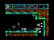 Cybernoid II: The Revenge for ZX Spectrum - Destroying some opponents leaves behind bonus items.